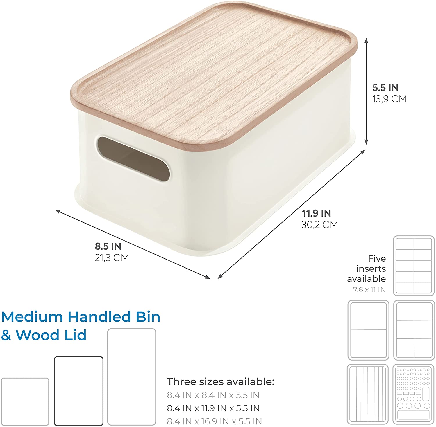 Organizador con tapa de madera M