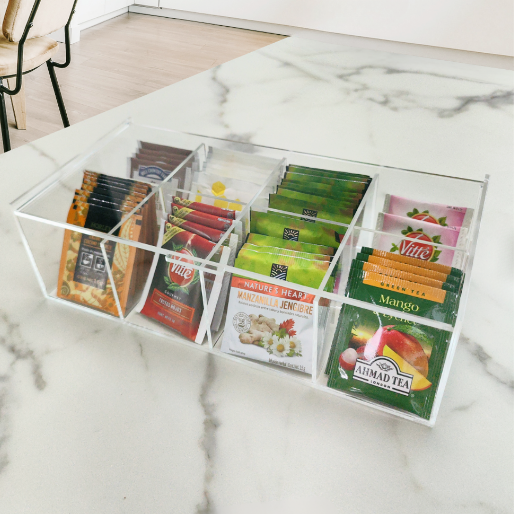 Caja para té 8 divisiones en acrílico
